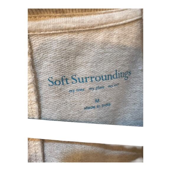 Soft Surroundings Beige Open Front 100% Cotton Lace Beaded Cardigan Size Medium - Picture 4 of 7